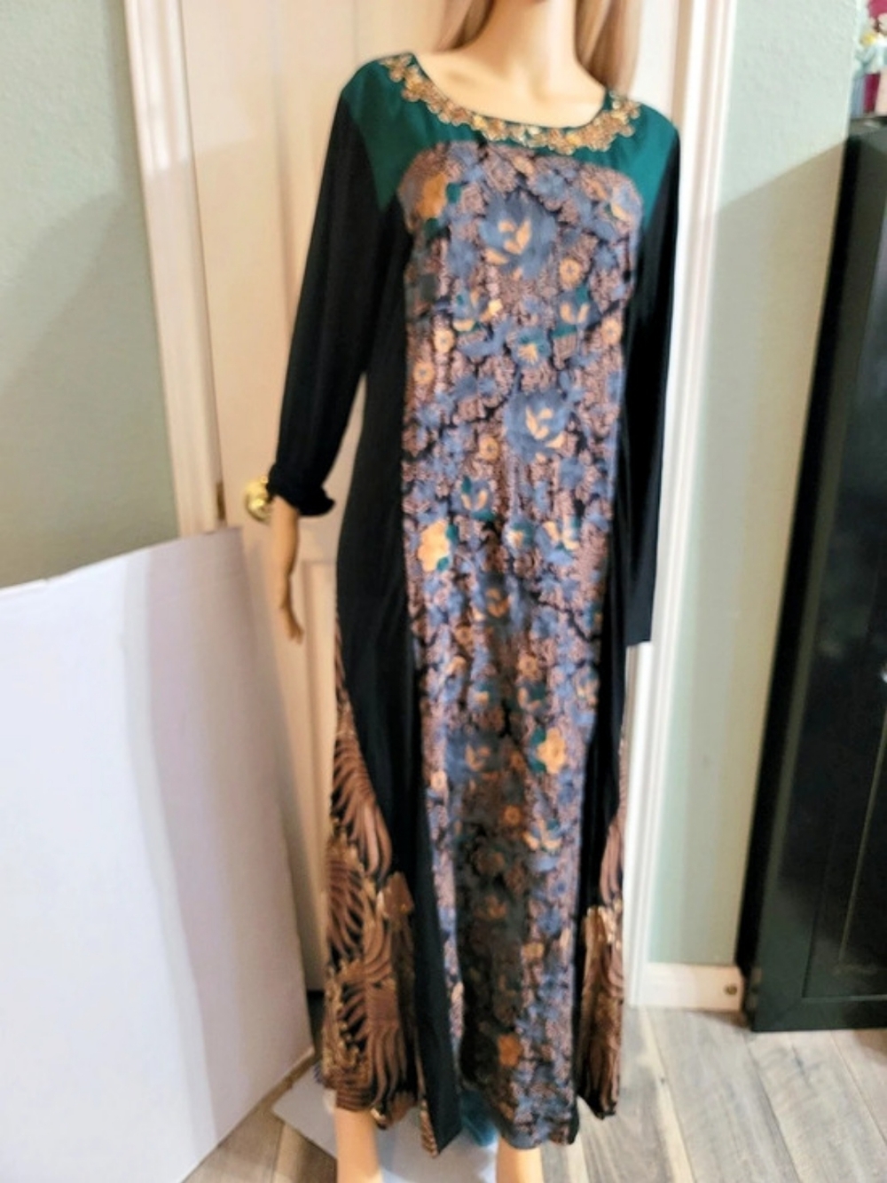 Soft Surroundings Icon Sultan Dress Embroidered Floral Maxi Dress XL NWT